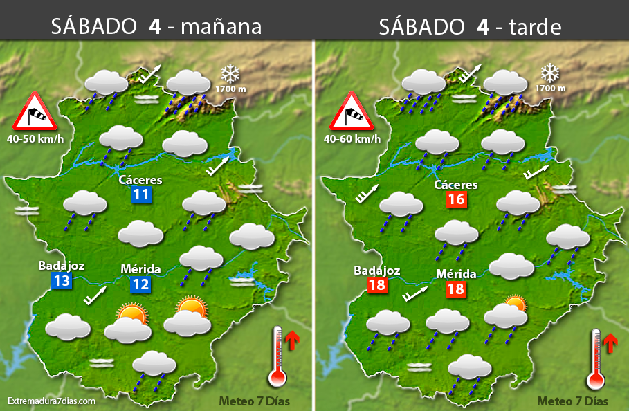 Previsión meteorológica en Extremadura Días 4 5 y 6 de febrero