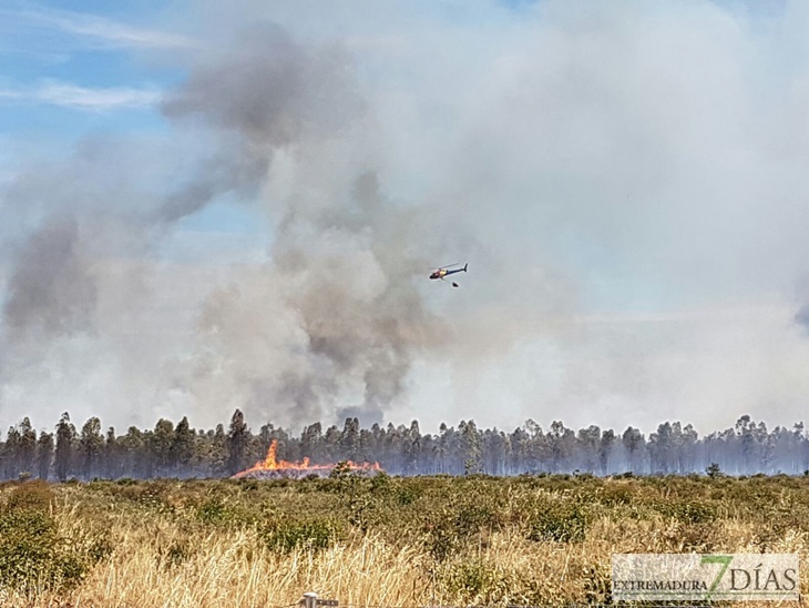 Un incendio en Bótoa amenaza varias viviendas