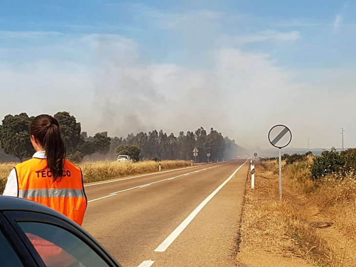 Un incendio en Bótoa amenaza varias viviendas