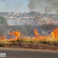 La carretera de la Corte (Badajoz) afectada por las llamas