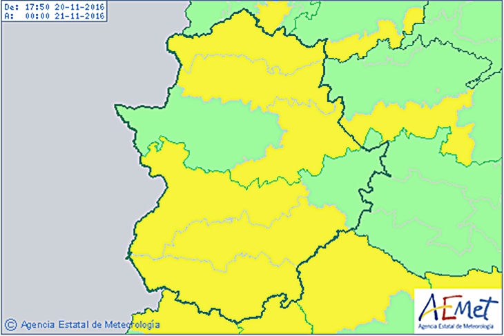 Las lluvias serán fuertes esta tarde noche en Extremadura