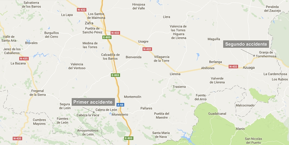 Dos heridos graves en dos accidentes en la provincia pacense