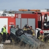 Accidente y vuelco entre Badajoz y Cerro Gordo