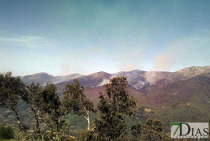 Continúa activo el incendio declarado en el Valle de Jerte