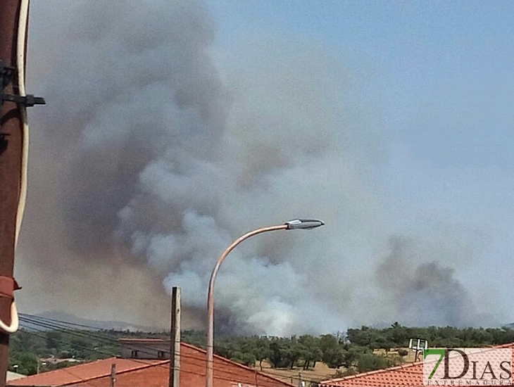 El Infoex actúa en un incendio forestal en La Codosera (Badajoz)