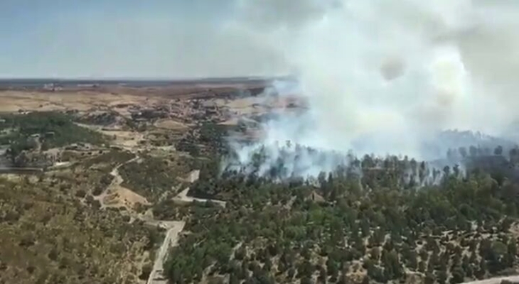 Estabilizado el incendio junto al puente de Alcántara (Cáceres)