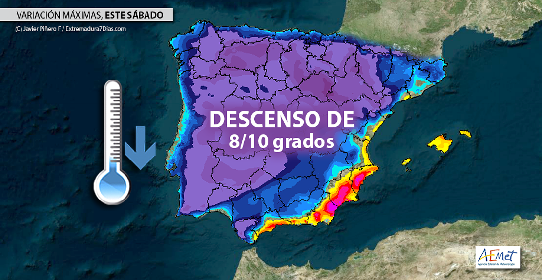 Caída notable de temperaturas este fin de semana en gran parte de la península