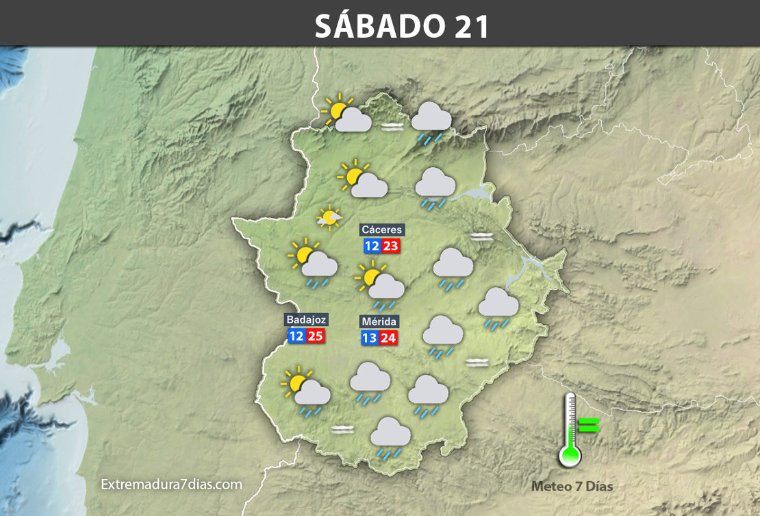 Previsión meteorológica en Extremadura. Días 20, 21 y 22 de octubre