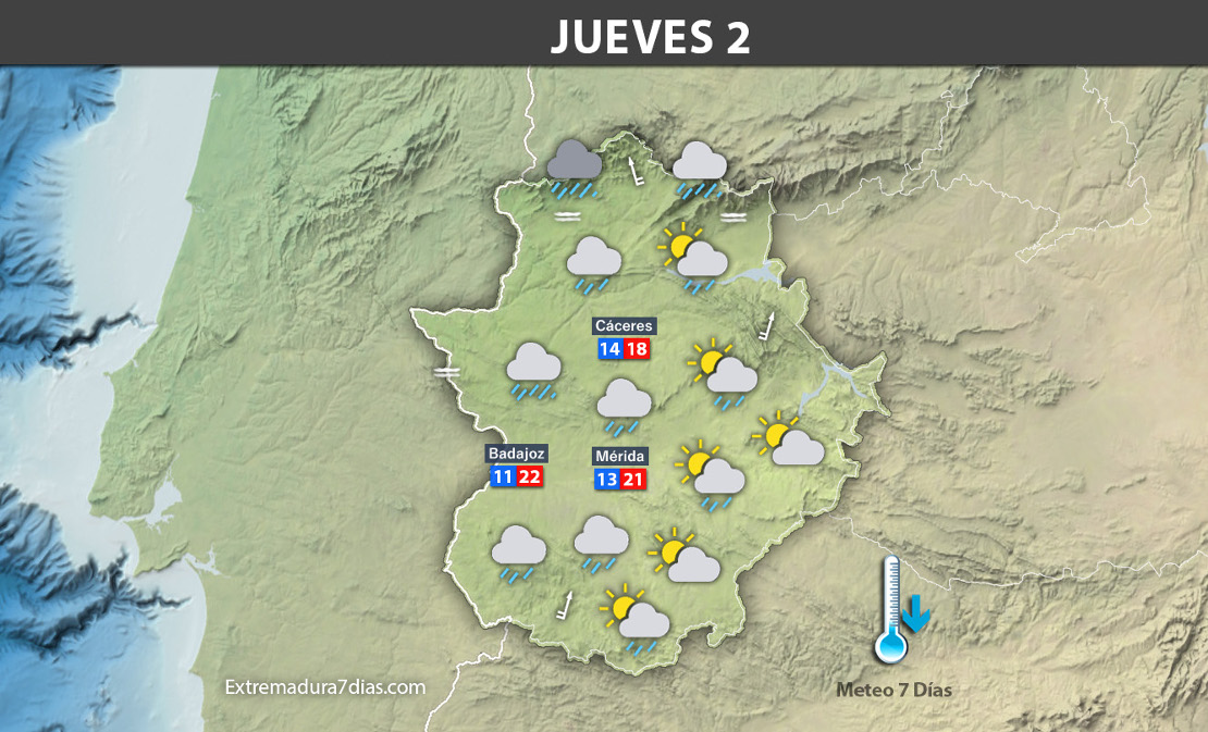 Previsión completa para toda esta semana en Extremadura