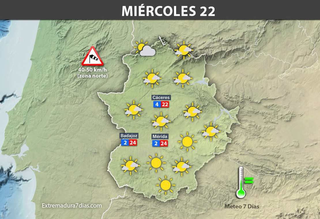 Previsión meteorológica en Extremadura. Días 21, 22 y 23 de noviembre