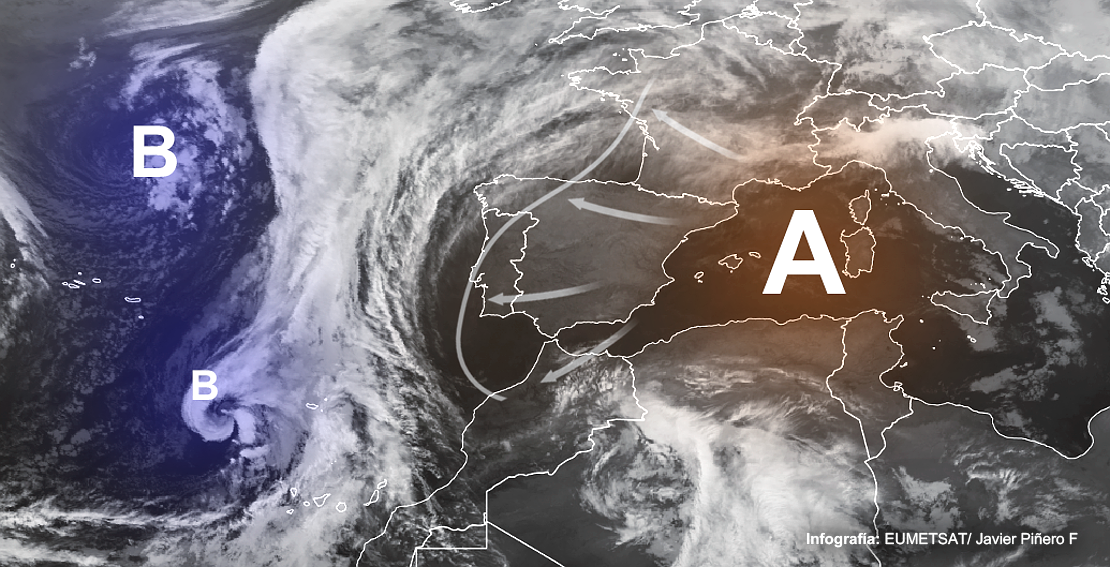 Así bloquea el anticiclón la llegada de lluvias a la península desde el Atlántico