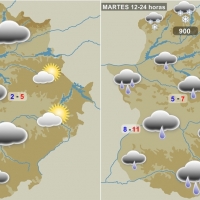 Martes lluvioso y nieve en el norte