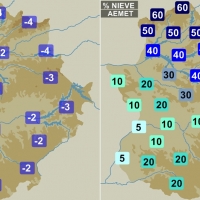 Probabilidad de que nieve el viernes (en %) según AEMET