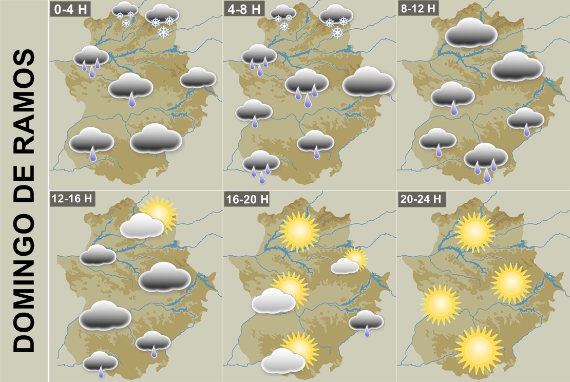 Secuencia de lluvias para el Domingo de Ramos en Extremadura