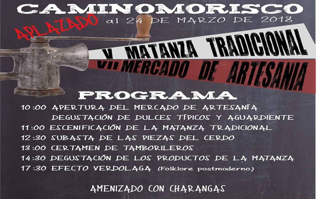 Caminomorisco aplaza la celebración de la Matanza Tradicional y Mercado de Artesanía