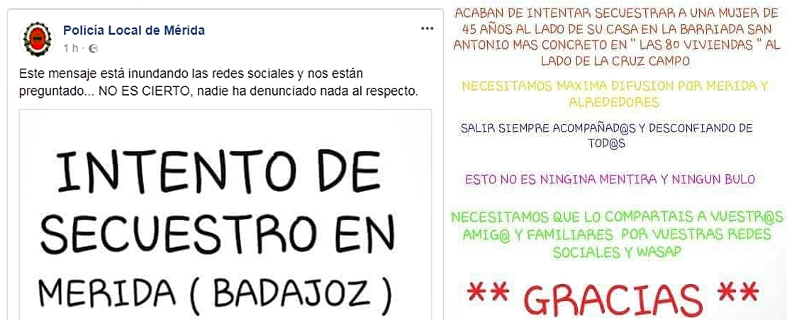 El bulo sobre el secuestro que está alarmando a Mérida