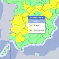 Toda Extremadura en alerta por fuertes tormentas hasta las 24:00 horas