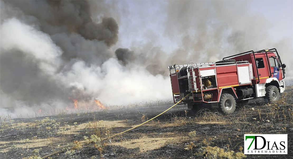 Dos incendios de pasto en Tierra de Barros