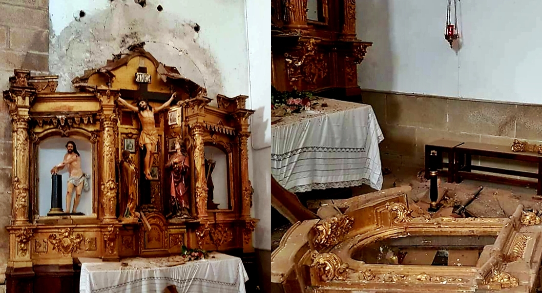 Se desploma un importante retablo en San Vicente de Alcántara