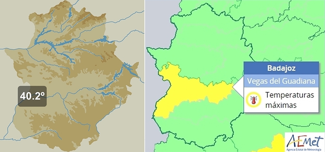 Badajoz marca, a esta hora, la temperatura más alta de España