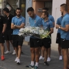 Imágenes de la ofrenda floral del CD. Badajoz a la Virgen de la Soledad