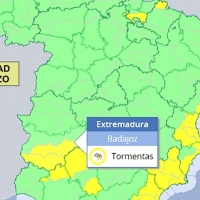 Alertas este miércoles en la mitad sur de Badajoz por fuertes tormentas