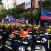 Imágenes de los bomberos extremeños manifestándose en Madrid