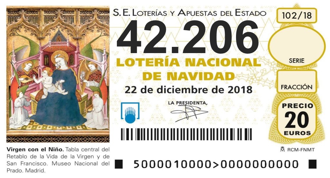 Sale uno de los dos cuartos premios, 42.206