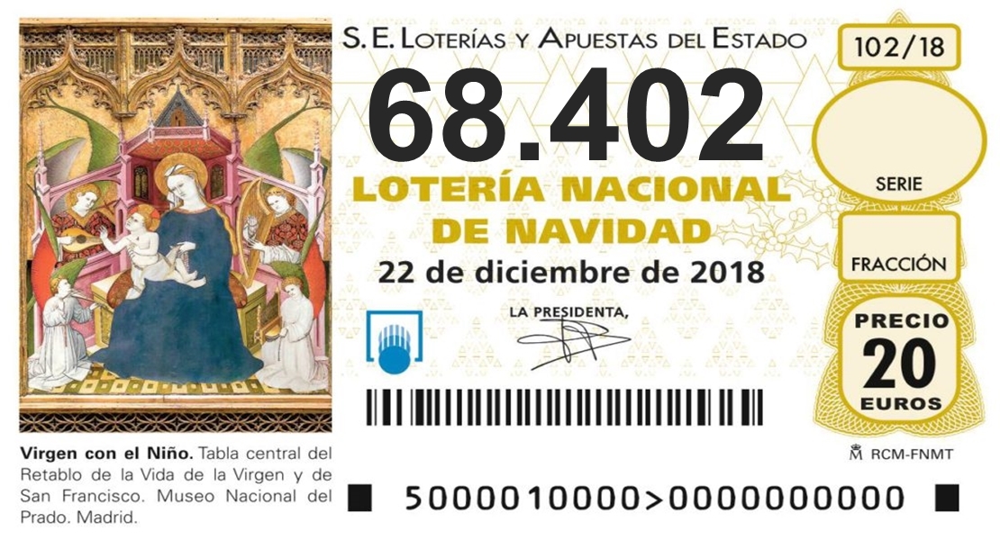 Sale el tercer quinto premio, 68.402