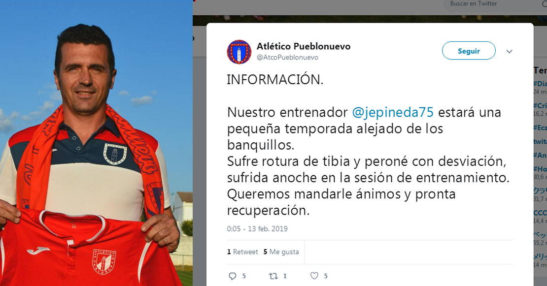 Un jugador del Pueblonuevo lesiona de gravedad a su entrenador