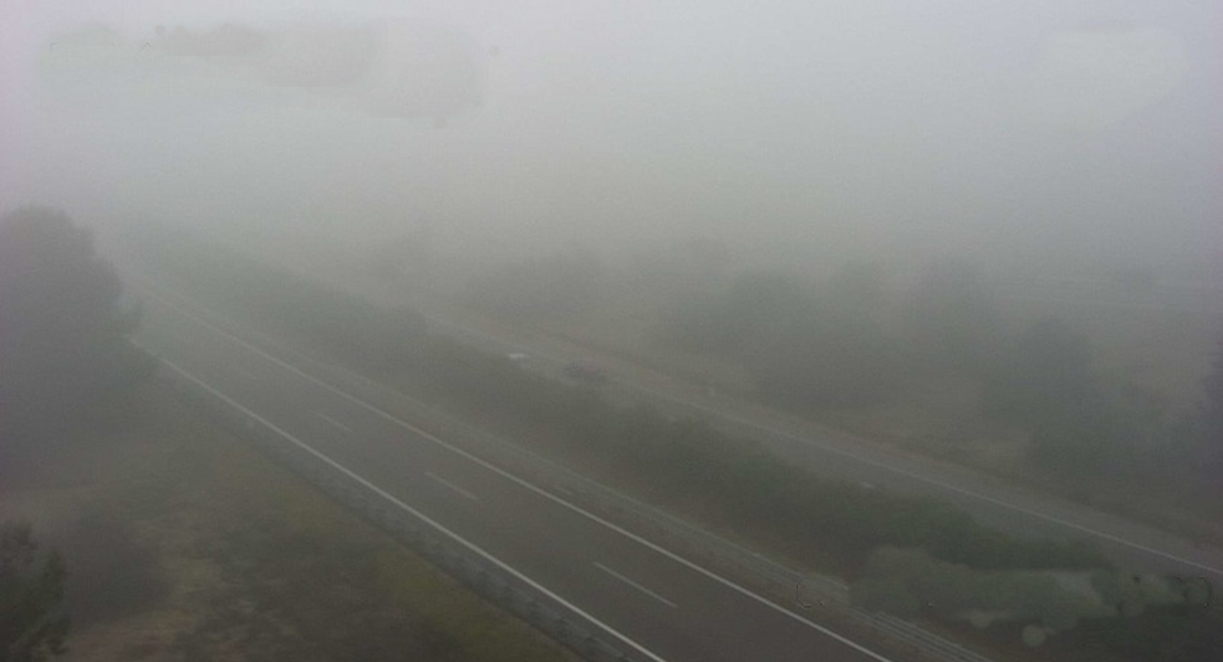 Nivel amarillo, por niebla, en la A-66 a la altura de Zafra