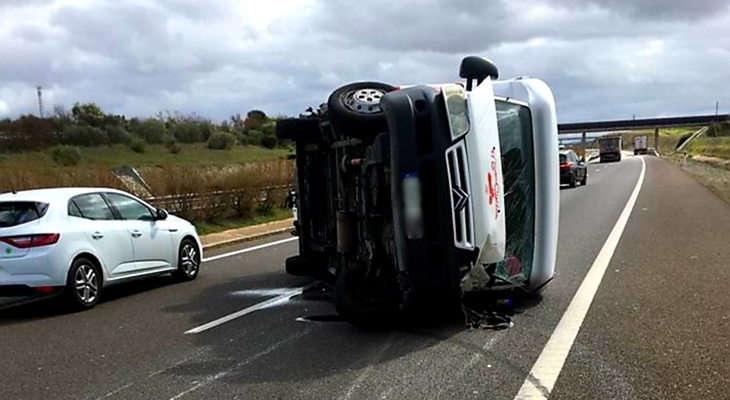 Dos heridos en un accidente en la A66 (Fuente de Cantos)