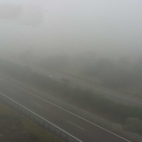 Nivel amarillo, por niebla, en la A-66 a la altura de Zafra