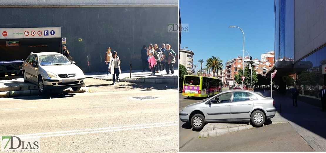 Aparatosa salida de un vehículo en El Corte Inglés