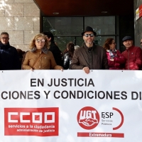 CCOO, CSIF, UGT y STAJ se movilizan ante los palacios de Justicia extremeños