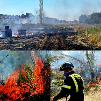 Incendio en una explotación agrícola en Talavera la Real (BA)