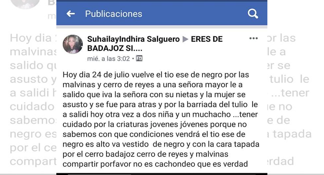 Denuncian la presencia de “un tío de negro” intimidante en varias barriadas de Badajoz