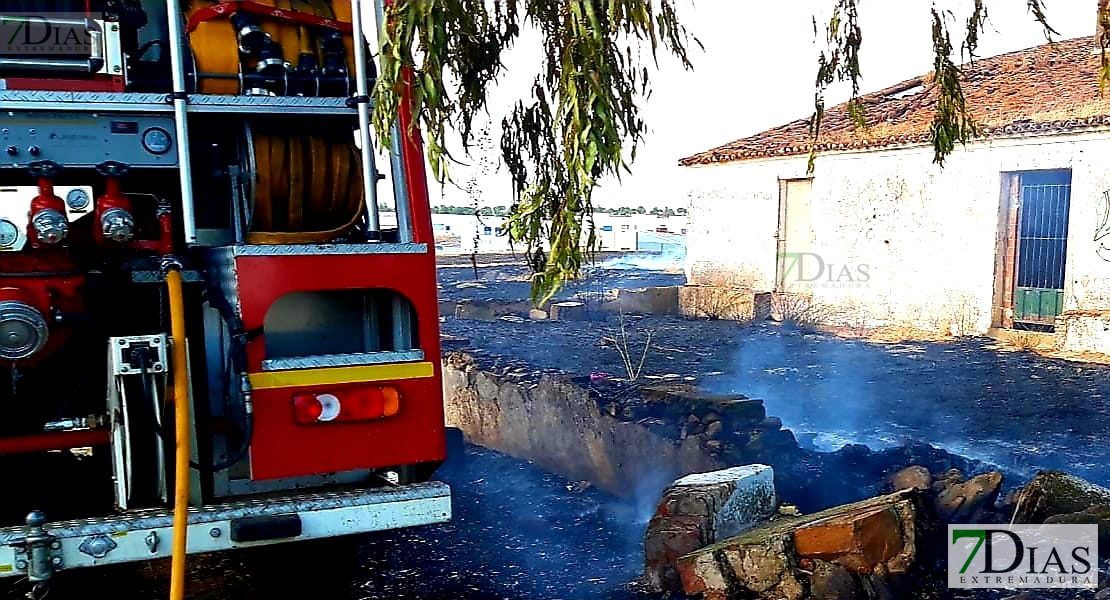 Sofocan un incendio cercano a un núcleo de viviendas y un almacén de butano en Olivenza