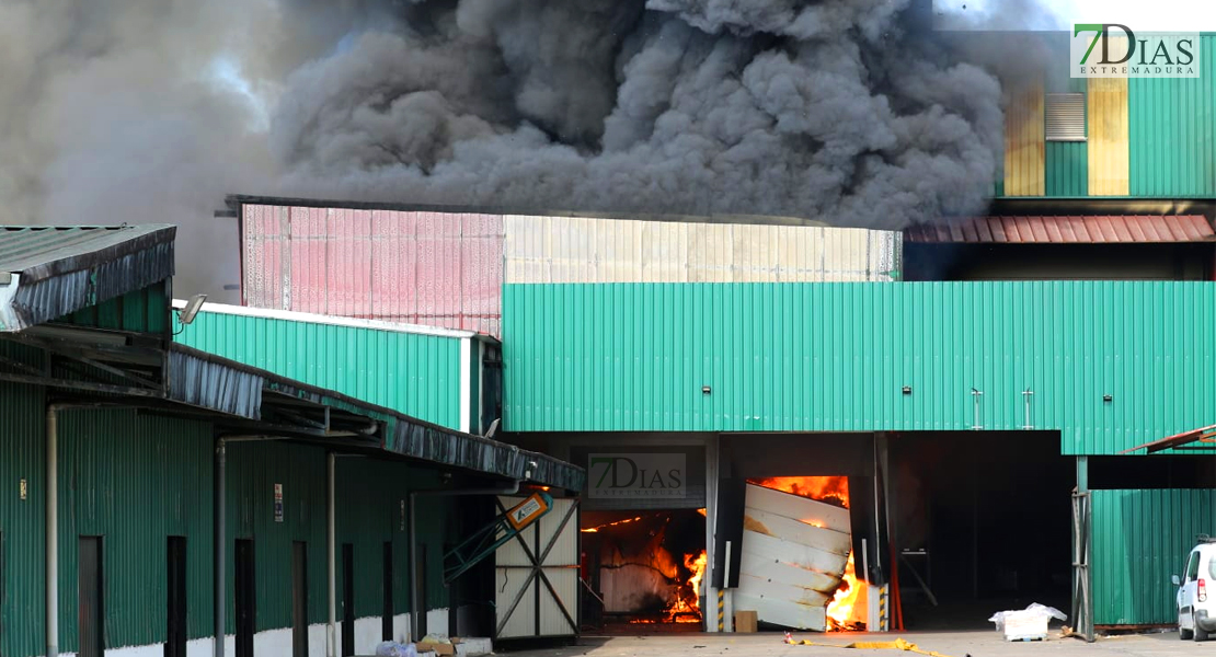 Gran columna de humo debido a un incendio en el polígono El Nevero