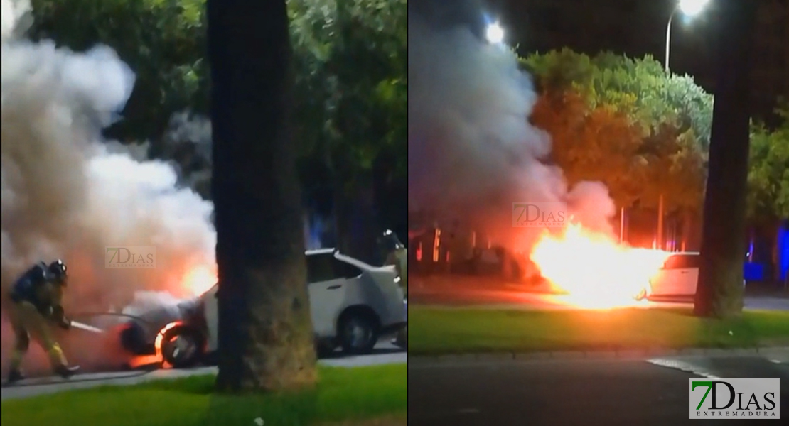 Arde un coche en la avenida Sinforiano Madroñero de Badajoz