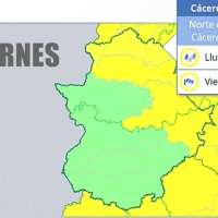 Amplían los avisos por lluvia y viento a más comarcas extremeñas