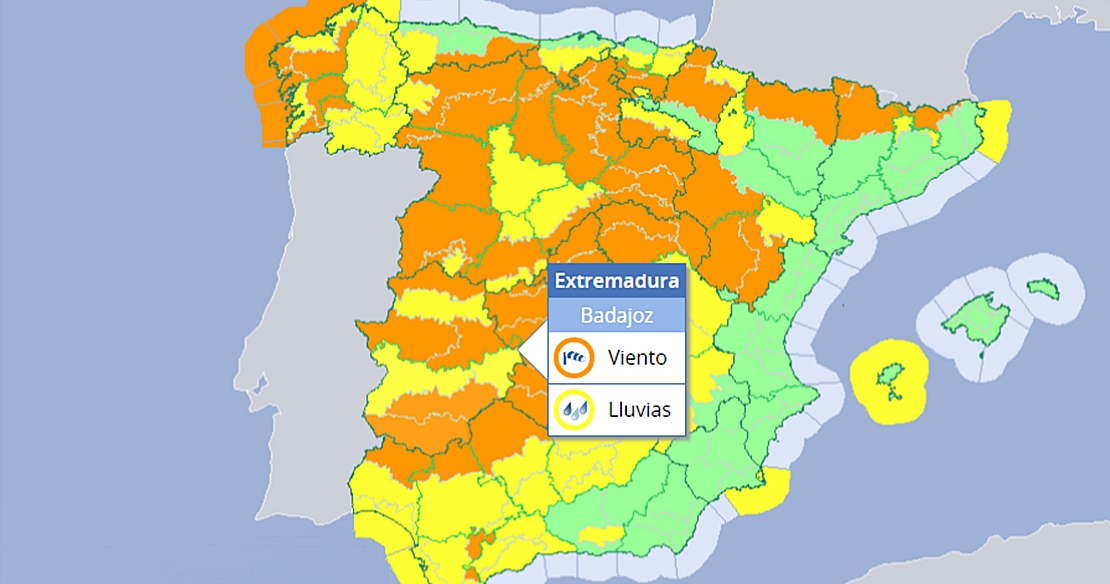 Borrasca ELSA: Toda Extremadura en alerta amarilla y naranja