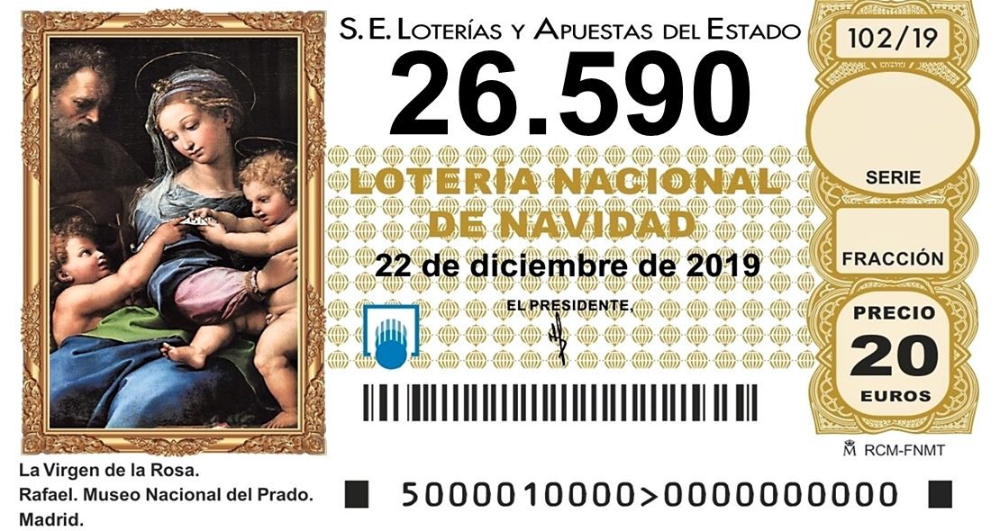 El 26.590 es el Gordo del Sorteo de Navidad 2019