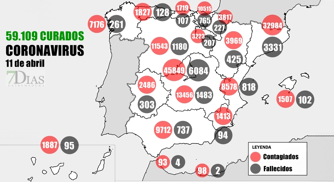 El mapa del Coronavirus a 11 de abril