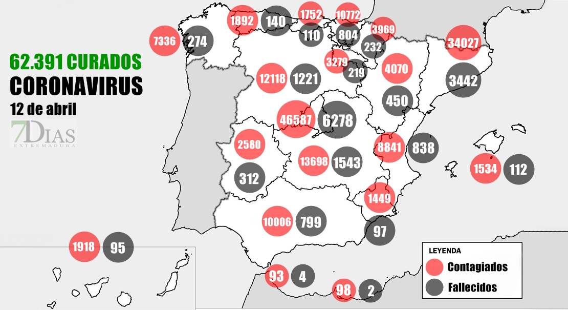 El mapa del Coronavirus a 12 de abril