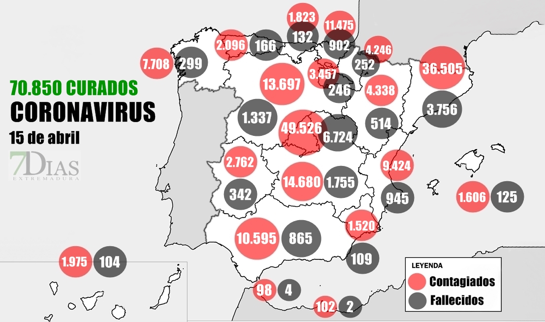 El mapa del Coronavirus a 15 de abril