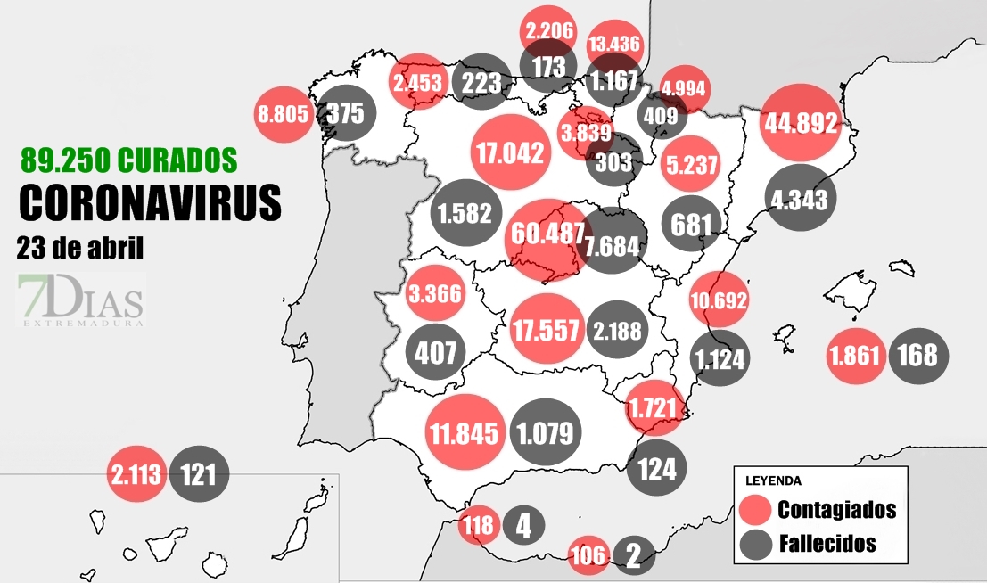 El mapa del Coronavirus a 23 de abril