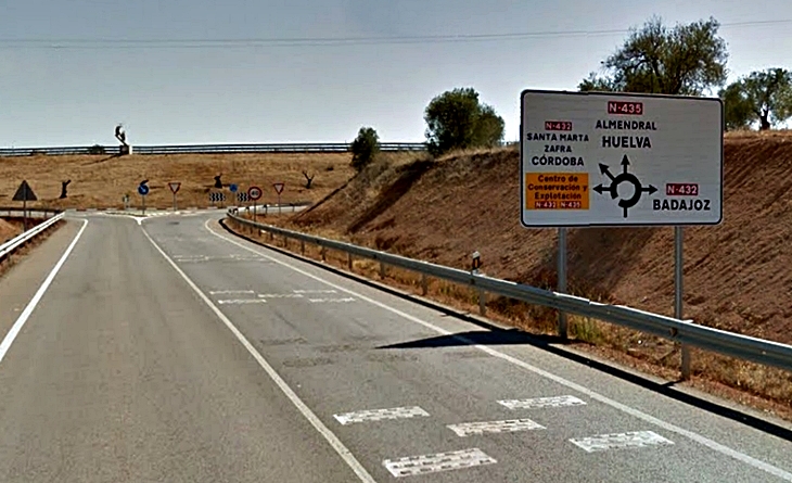 Contrato para ejecutar obras en la N-432 y N-435 (provincia de Badajoz)