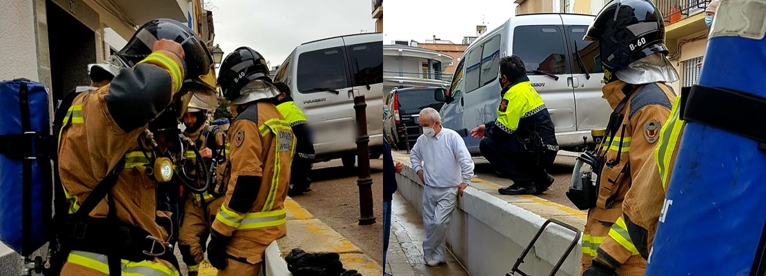 Los bomberos actúan en un incendio en la calle Joaquín Sama (Badajoz)