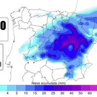 Mapa probable de nevadas en Extremadura